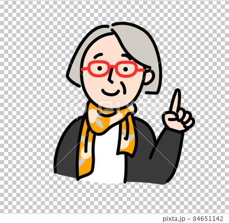 Old man grandmother senior active senior pointing illustration simple 84651142