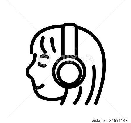 音楽 ヘッドホン 女性 代 アイコン 横顔 ラジオ イラスト ワイヤレスヘッドホン のイラスト素材