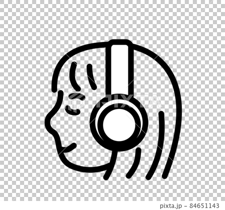 Music headphones female 20s icon profile radio illustration wireless headphones 84651143