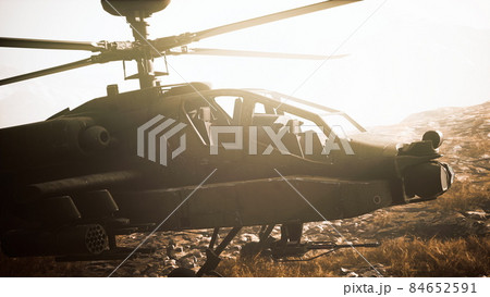 Military Helicopter In Mountains At Warのイラスト素材