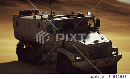 Armoured military truck in desert 84652653