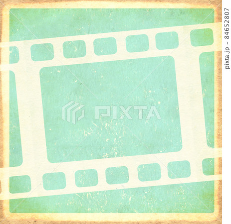 Grunge square background with retro filmstrips and old paper texture of blue color Grunge square background with retro filmstrips and old paper texture of blue color 84652807