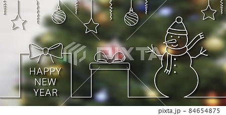 Christmas banner with snowman and gift box Christmas banner with snowman and gift box 84654875