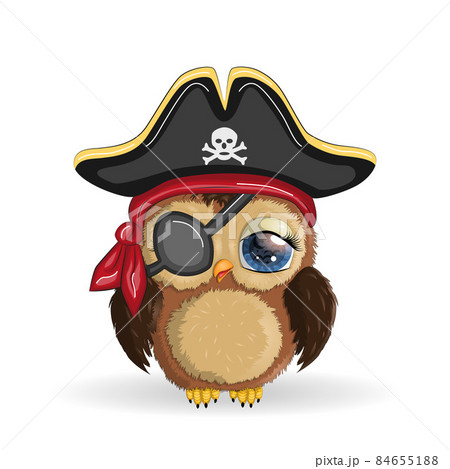 Owl Pirate Cartoon Character Of The Game A のイラスト素材