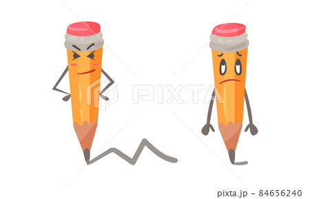Funny pencils characters set. Cute stationery tools with funny emotional faces cartoon vector illustration Funny pencils characters set. Cute stationery tools with funny emotional faces cartoon vector illustration 84656240