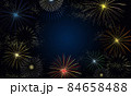 空に浮かぶカラフルな花火 フレームイラスト	 84658488