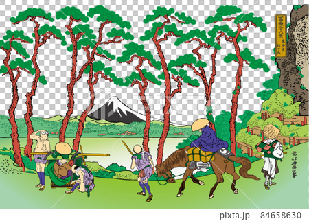 Katsushika Hokusai 圖像 Tokaido Hodogaya Bright version with title White background 84658630