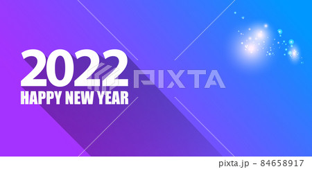 2022 Happy new year creative design horizontal banner background and greeting card with text. vector 2022 new year numbers isolated on modern ultra violet background with sparkles and lights 84658917