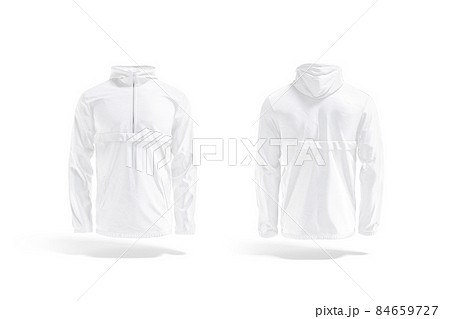 Blank white windbreaker mockup, front and back view Blank white windbreaker mockup, front and back view 84659727