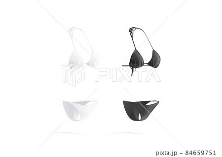 Blank black and white woman bikini mockup, side view Blank black and white woman bikini mockup, side view 84659751