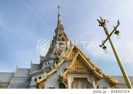 Wat Sothon Wararam Worawihan, The Buddhist Temple at Chachoengsao in Thailand. Wat Sothon Wararam Worawihan, The Buddhist Temple at Chachoengsao in Thailand. 84660504