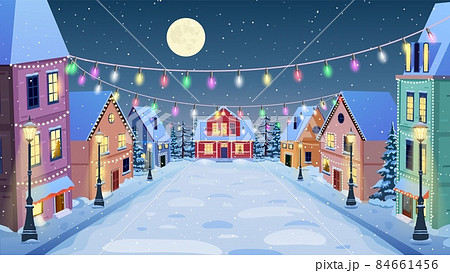 winter city street in cartoon winter city street in cartoon 84661456