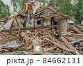 Rubble of old ruined house. Pile of construction fragments 84662131