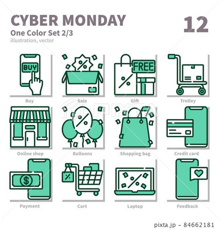 Cyber monday icons set, One Color, vector and illustration set 2 Cyber monday icons set, One Color, vector and illustration set 2 84662181