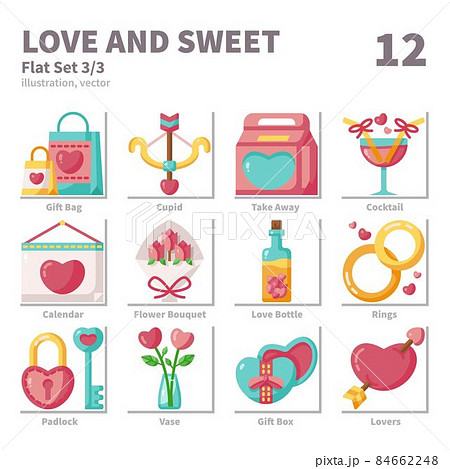 Love and Sweet icons set, Flat, vector and illustration set 3 Love and Sweet icons set, Flat, vector and illustration set 3 84662248