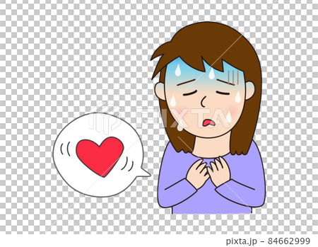 Female suffering from palpitations / cold sweat... - Stock Illustration ...