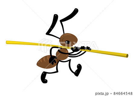 Small ant carries a straw. Children illustration 84664548
