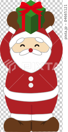 Santa Claus with a smile holding a present 84665121