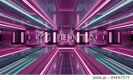 Picturesque 3d illustration of 4K UHD pink corridor Picturesque 3d illustration of 4K UHD pink corridor 84667575