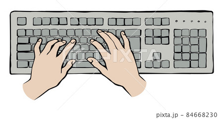 Hands on the keyboard. Vector drawing Hands on the keyboard. Vector drawing 84668230