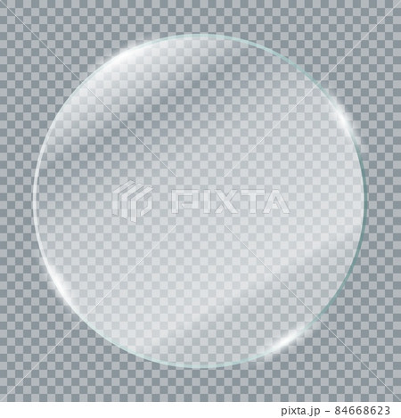 Transparent glass plates. Realistic transparent glass window in round frame. Vector illustration Transparent glass plates. Realistic transparent glass window in round frame. Vector illustration 84668623