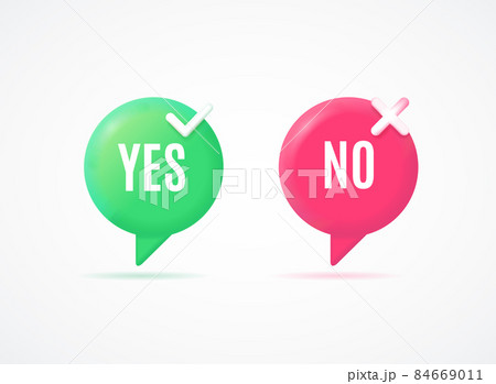 3d Yes or No Labels Icons with Check Mark Cartoon Style. Vector 84669011