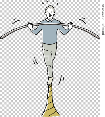 一位老人走鋼絲,同時保持平衡 一位老人走鋼絲,同時保持平衡 84669630