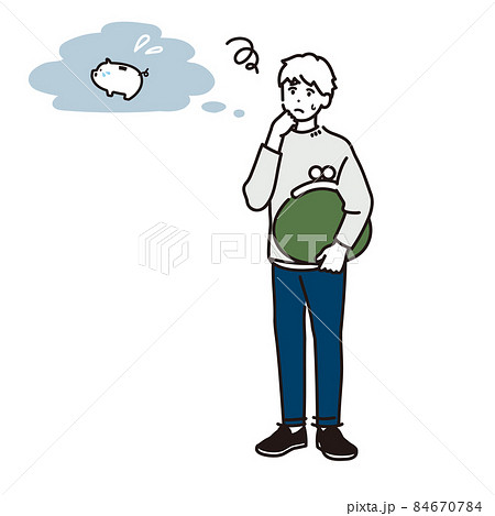 お金の心配をする男性のイメージイラスト お金の心配をする男性のイメージイラスト 84670784