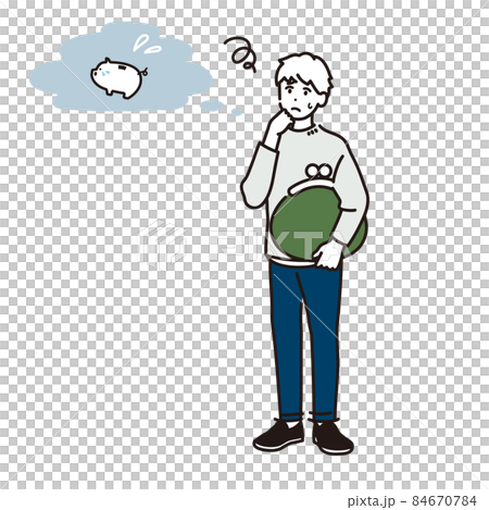 お金の心配をする男性のイメージイラスト お金の心配をする男性のイメージイラスト 84670784