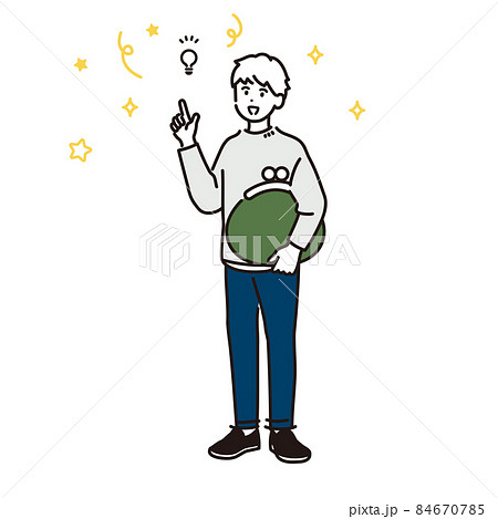 財布を持った男性がひらめいたイメージイラスト 財布を持った男性がひらめいたイメージイラスト 84670785
