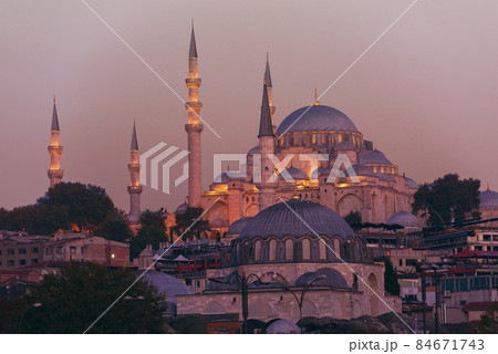 View to new Mosque, Yeni Cami in Istanbul, Turkey. 84671743