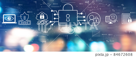 Data Security concept with city lights at night 84672608