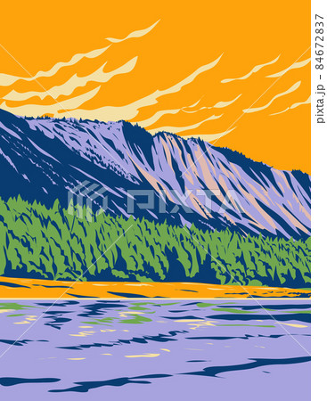 Thompson Falls State Park with the Clark Fork River in Montana USA WPA Poster Art 84672837