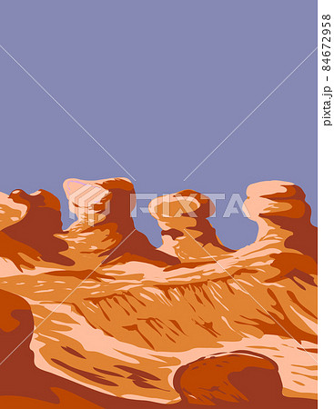 Goblin Valley State Park Hoodoos Rock Pinnacles in Green River Utah USA WPA Poster Art 84672958