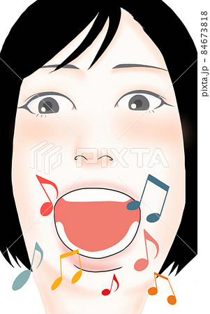 口を大きく開けて歌う女の子のイラスト2のイラスト素材