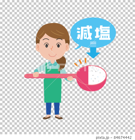 Image of reduced salt in a woman with salt reduced with a measuring spoon 84674442