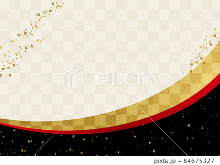 三段の正月風和柄金箔一抹模様丸いライン 84675327