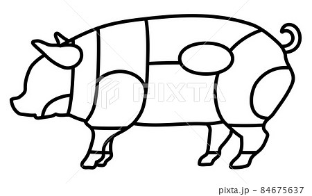 豚の部位のシルエットのイラスト素材
