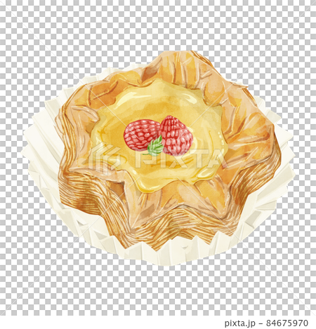 ベリーカスタードデニッシュペイストリー手描き水彩風イラスト 84675970