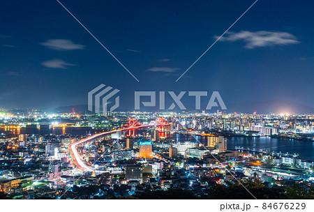 ライトアップされた若戸大橋 ライトアップされた若戸大橋 84676229