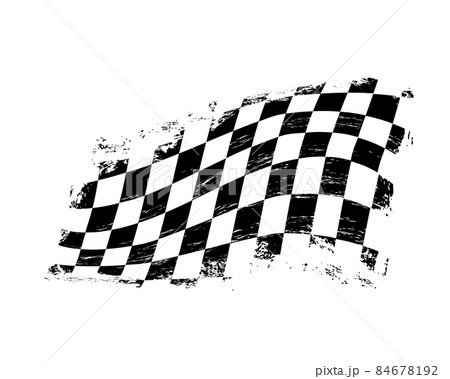 Grunge checkered racing sport flag with scratches, vector. Car race or rally, motorsport, finish and start flag with black and white checkers. Motocross or speedway racing competition banner 84678192