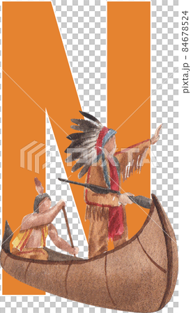 Native American Indian alphabet A-Z watercolor Native American Indian alphabet A-Z watercolor 84678524