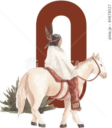 Native American Indian alphabet A-Z watercolor 84678527