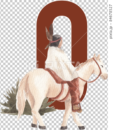 Native American Indian alphabet A-Z watercolor 84678527