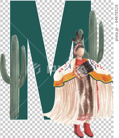 Native American Indian alphabet A-Z watercolor 84678528