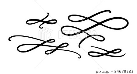 Squiggle and swirl lines. Set of hand drawn calligraphic swirls. Vector illustration 84679233