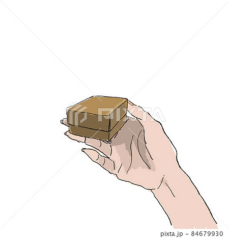 小さい箱を持った手 手 箱 指のイラスト素材