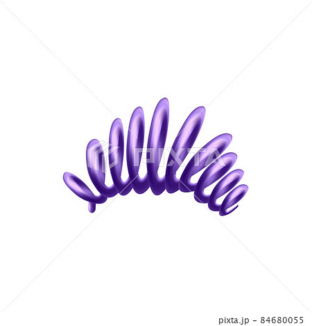 Extended plastic or rubber spring 3D vector object. Purple rubber spiral wire cord, telephone like, realistic 3D model. Extended plastic or rubber spring 3D vector object. Purple rubber spiral wire cord, telephone like, realistic 3D model. 84680055