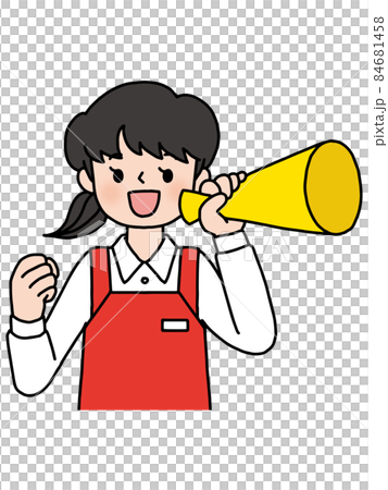 女性店員・メガホン 84681458