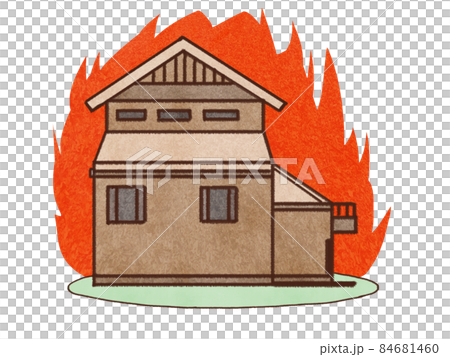 火事で燃えている家 84681460